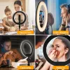 Maclean MCE610 10 12W LED-ringsvalgus statiivi ja Bluetooth-päästikuga, 3 värvi, 10 heledustaset, 10%–100% reguleeritav heledus, 160 LED-i, nutitelefoni hoidikuga valgusti