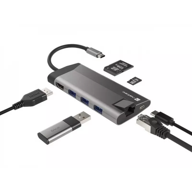 NATEC Fowler Plus USB USB-C Must Hall MicroSD SD Jaotur