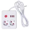 Pistikupesadega pikendusjuhe MACLEAN MCE387 W — 2 pistikupesa, 3×USB A, 110–240V, 2500W, 1,5 m kaabel, valge