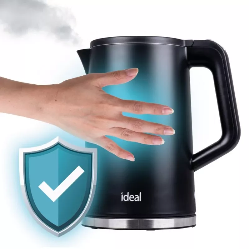 IDEALi veekeetja 1,7 l, terasest korpus, võimsus 1500 W, must