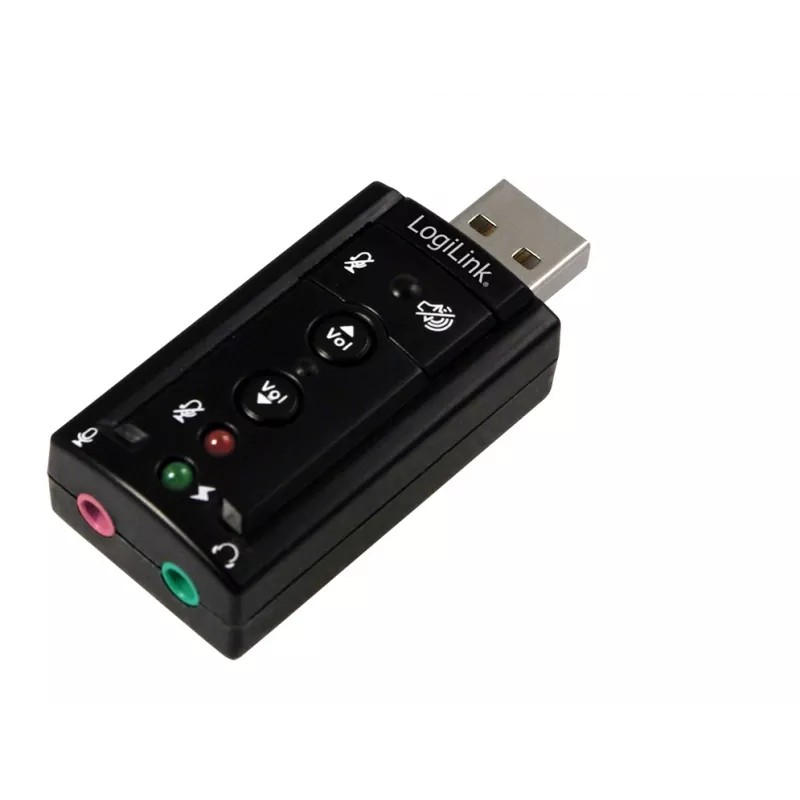 Väline USB-helikaart LOGILINK UA0078, 7.1 kanal, USB-liides, kompaktne 124×194×34 mm, 80 g