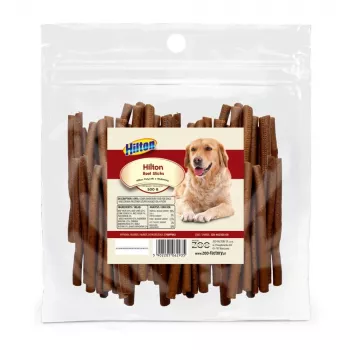 Koeramaiused Hilton Soft Beef Sticks 500 g — pehmed veiselihast hambapuhastusnärimispulgad täiskasvanud koertele, 500 g kotike