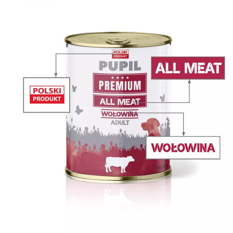 PUPIL Premium All Meat Beef - märg koeratoit - 800g