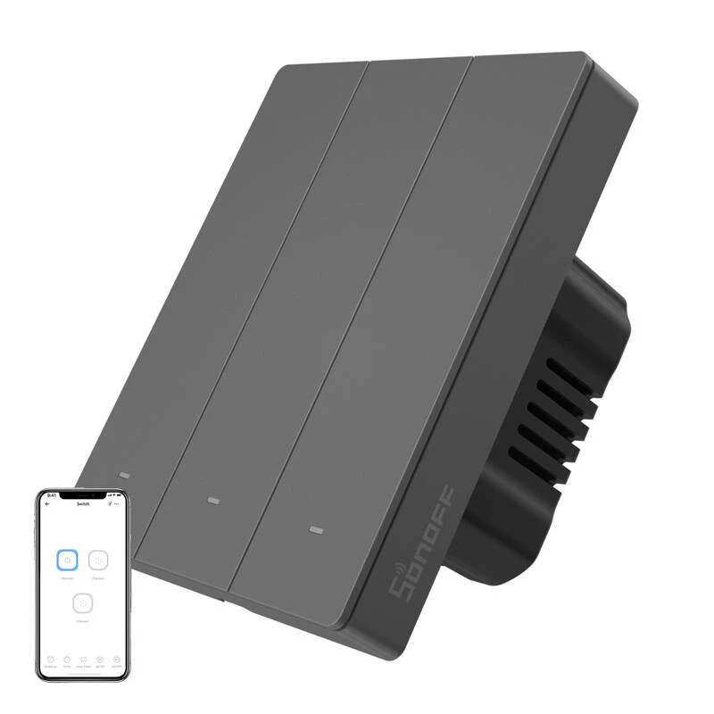Nutikas seinälüliti Sonoff M5-3C-80 Wi‑Fi — 3‑kanaliga, seinale paigaldatav nutikas lüliti, mudel M5-3C-80