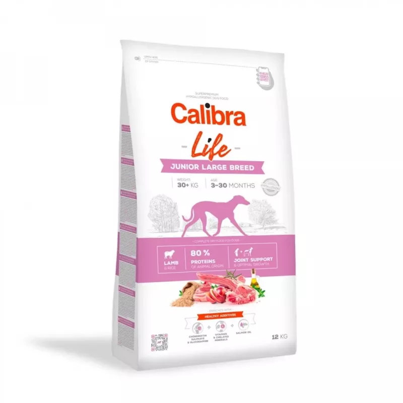 Kuiv koeratoit Calibra Life Junior Large Breed Lamb 12 kg — kuivad graanulid suurt tõugu kutsikatele, 28% valku, 15% rasva