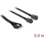 DELOCK PCIe 4.0 õhuke SAS kaabel SFF-8654 8i kuni 2× Mini SAS HD SFF-8643, 0,5 m