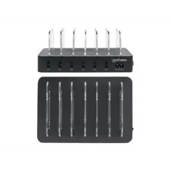 Manhattan laadimisjaam, 6x USB-A porti, väljundid: 6x 2,4 A, Smart IC, LED-indikaatortuled, must, kolmeaastane garantii