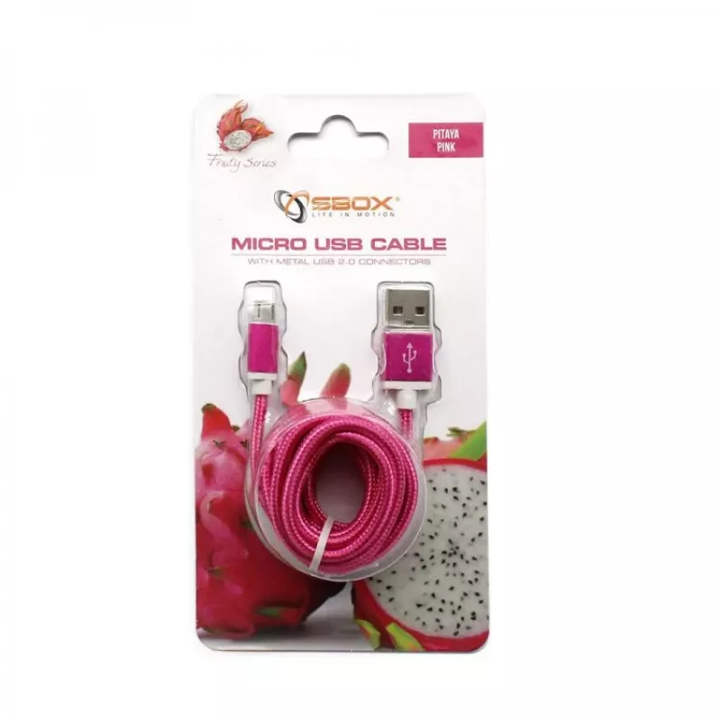 Sbox USB->Micro USB M/M 1,5 m USB-10315P Pitaya Pink