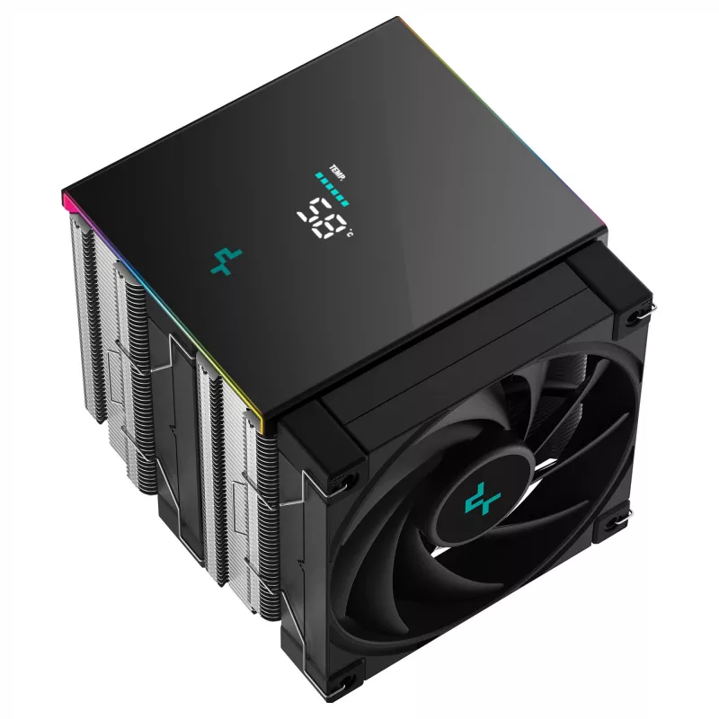 CPU õhujahuti DeepCool AK620 Digital SE, kahetorniline, 6x Ø6mm soojustoru, 2x 120mm PWM ventilaatorit, RGB, kõrgus 161 mm