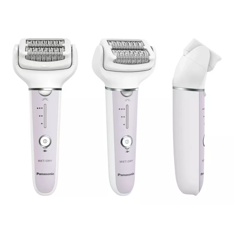 Epilaator Panasonic ES-EY30A — 60 pintsetti, 3 kiirust, märg ja kuiv, akutoitega, valge/lilla