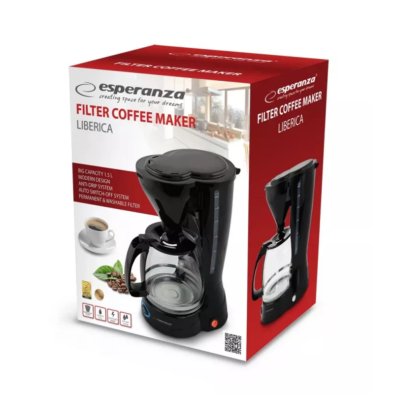 Tilkkohvimasin ESPERANZA EKC009, 1,5 l veepaak, 800 W, tööpinnal, must