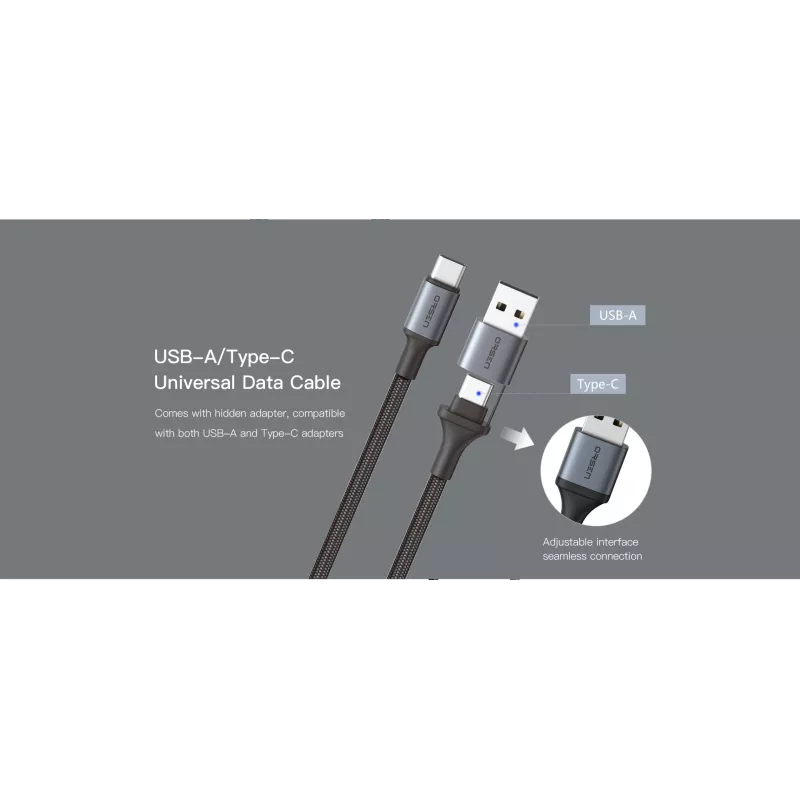 USB USB-C 2-in-1 kaabel Orsen S8, 5A, 1,5 m (kiirlaadimine/andmeedastus)