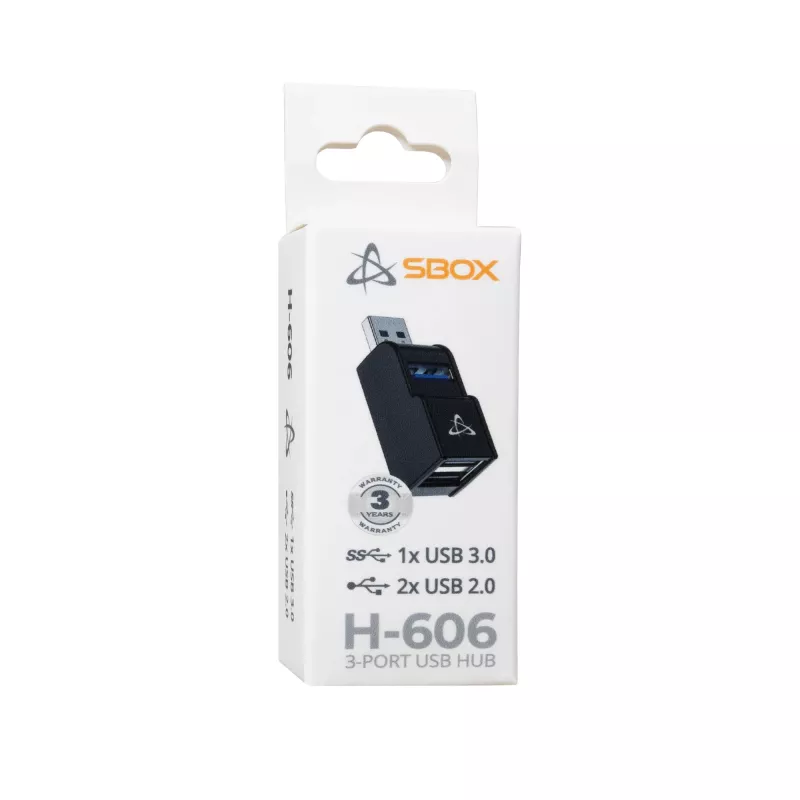 USB-jaotur SBOX H-606 — 3-pordiline USB-A (1x USB 3.0, 2x USB 2.0)