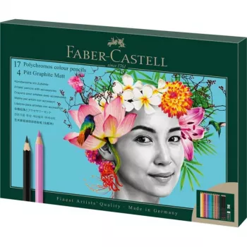 Õlipõhine pliiats Faber-Castell Polychromos & Pitt Graphite Matt komplekt 21 tk mitmevärviline
