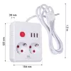Pistikupesadega pikendusjuhe MACLEAN MCE387 W — 2 pistikupesa, 3×USB A, 110–240V, 2500W, 1,5 m kaabel, valge