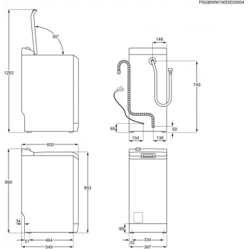 Pealtäidetav pesumasin Electrolux EW2TN5261FP, 6 kg, 1200 p/min, 42 L trummel, valge