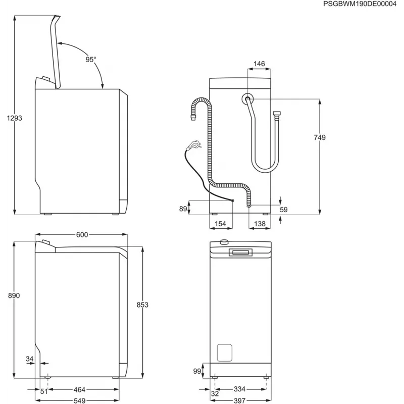 Pealtäidetav pesumasin Electrolux EW2TN5261FP, 6 kg, 1200 p/min, 42 L trummel, valge