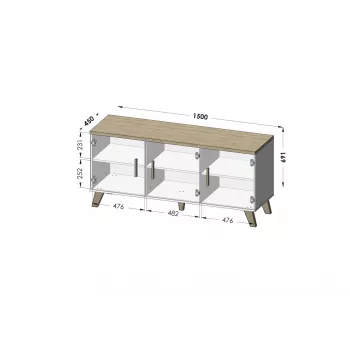 Cama sideboard LOTTA 150 3D Valge + sonoma oak