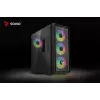 PC kuubikujuline korpus SAVIO Noctis Glass RGB — must, ATX/Micro-ATX, 210×410×450 mm, 3×120 mm esiventilaatorid