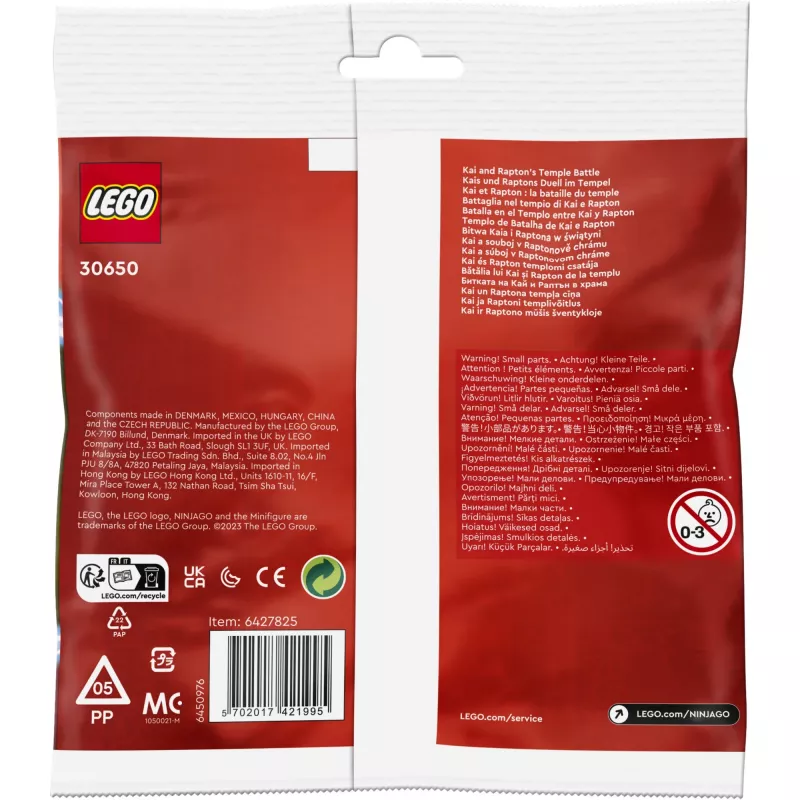 30650 Ninjago Kais and Raptons Duell im Tempel, ehitusmänguasja polükott