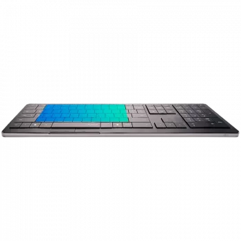 Juhtmevaba klaviatuur CLEVETURA CLVX 1 Touch-On-Keys AI, ANSI US Windows paigutus, käärikvedru lülitid, alumiiniumraam, interaktiivne RGB