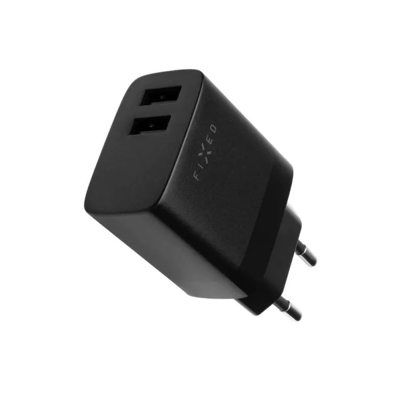 Fixed kahe USB-ga reisilaadija FIXC17N-2U-BK, 17W, kaasaskantav USB toiteadapter, must