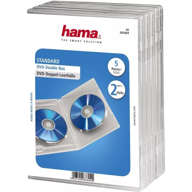 Hama Double DVD Jewel Case, 5, transparent 2 discs