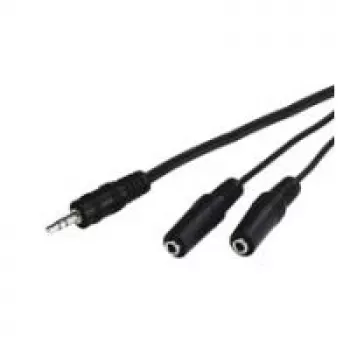 Wentronic Goobay 3,5 mm pesa-adapterkaabel, must, 0,2 m - 3,5 mm pistik (3-kontaktiline, stereo) > 2 x 3,5 mm pesa (2-kontaktiline, mono) (50465)