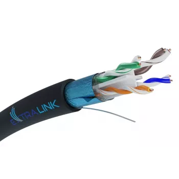 Võrgukaabel Extralink Keerdpaar CAT6 FTP (F/UTP) V2 Välistingimustesse 305M Must