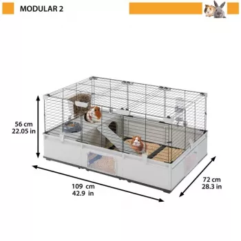 Puuri FERPLAST Modular 2 küülikutele ja merisigadele 109x72x56 cm, metall, hall, varbavahe 23 mm
