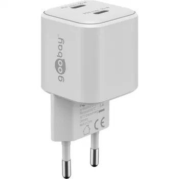 USB-C Dual-Fast Charger Nano, PD, GaN, 35 Watt (valge, 2x USB-C, Power Delivery 3.0)