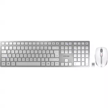CHERRY DW 9100 SLIM klaviatuur Hiir kaasas Universaalne RF juhtmevaba + Bluetooth QWERTZ Saksa Hõbedane