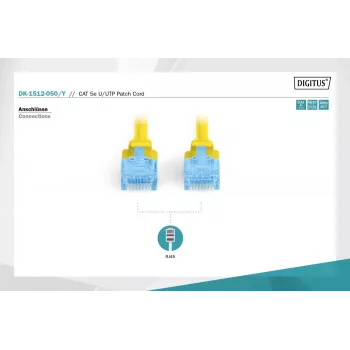 Patch Cord Digitus CAT 5e U/UTP DK-1512-050/Y 5m Kollane