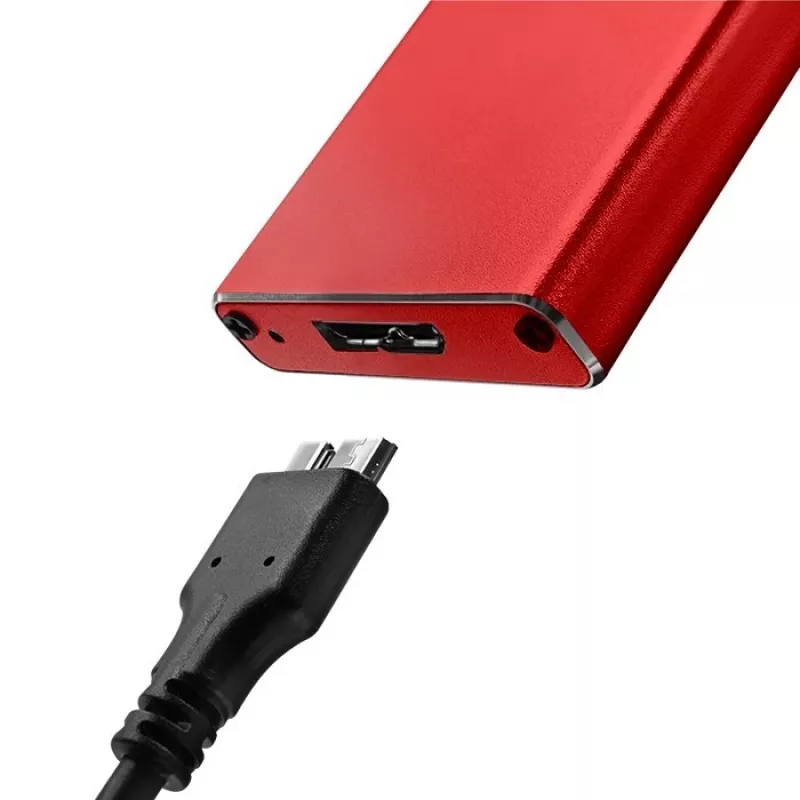 SSD-korpus QOLTEC 51831 USB 3.0 M.2 SATA draividele kuni 2 TB, punane, toetab 30 mm pikkust, kuni 4 draivi