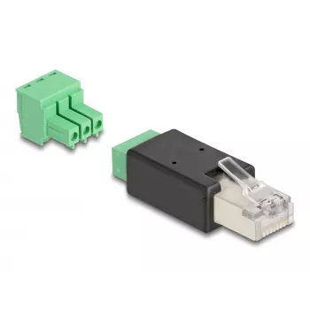 DeLOCK 66607 kaabelsoo vahetaja RJ45 3-kontaktiline klemmliist Must Roheline