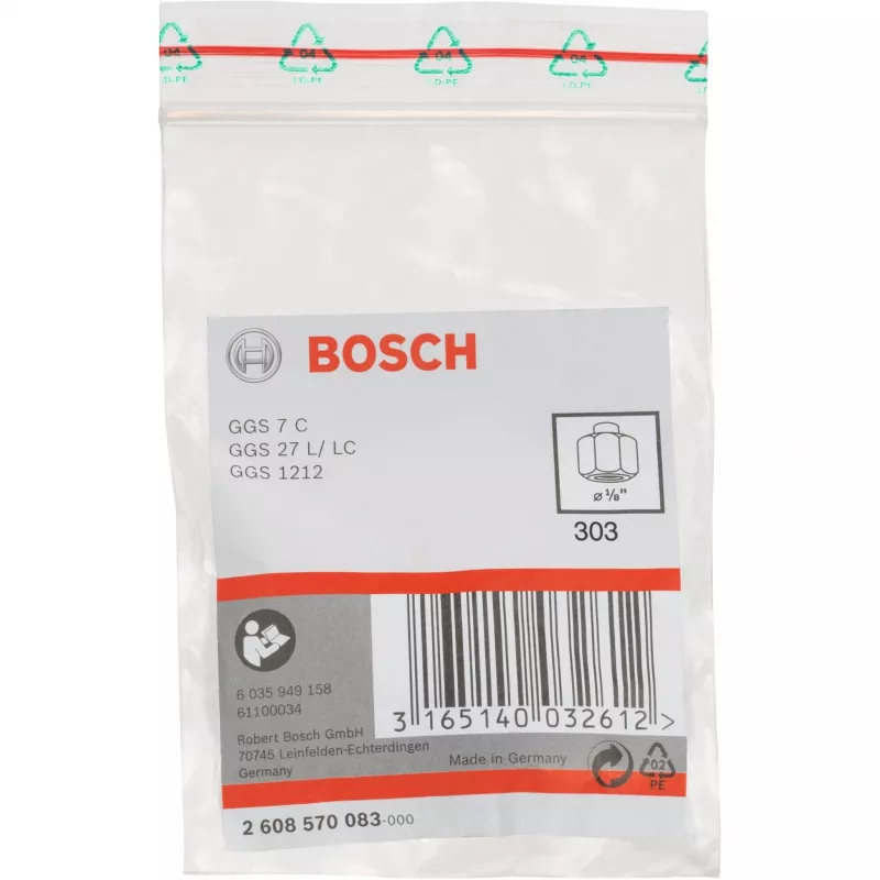 Padrunhülss Bosch 2608570083 1/8 tolli koos kinnitusmutriga