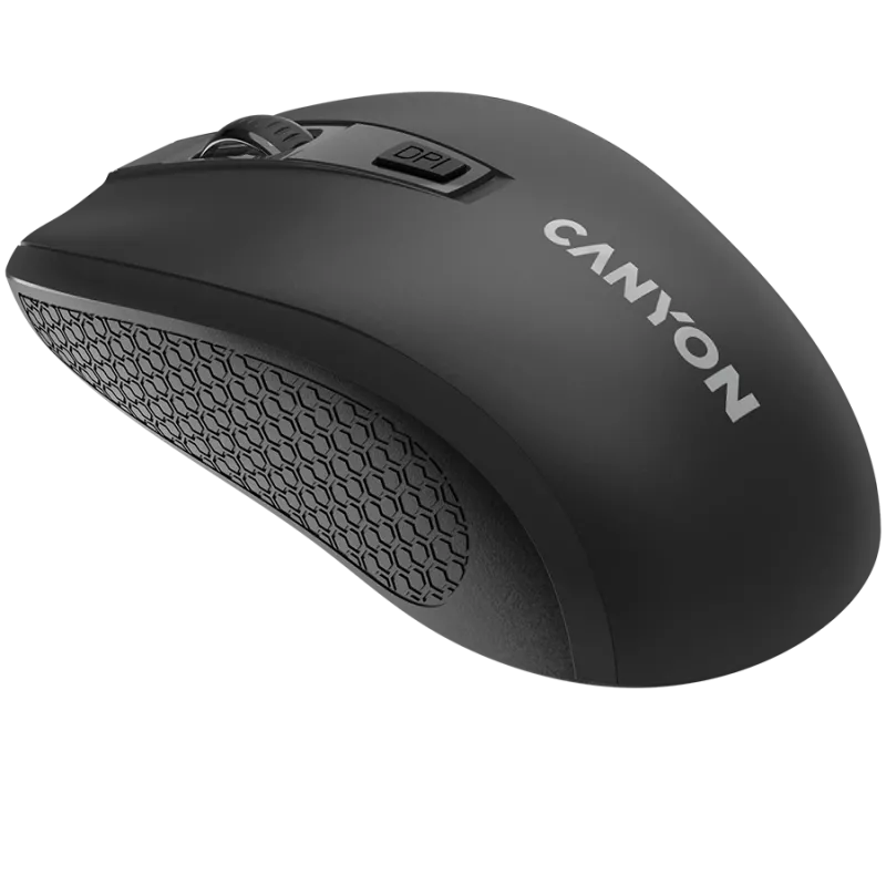CANYON MW-7, 2,4 GHz juhtmevaba hiir, 6 nuppu, DPI 800/1200/1600, koos 1 AA patareiga, mõõdud 110*60*37 mm, 58 g, must