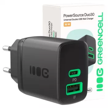 Laadija Green Cell PowerSource Duo30 – 1× USB-A, 1× USB-C, 3A