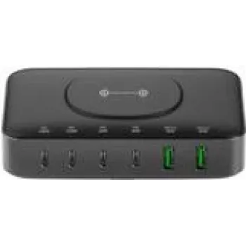 4smarts laadimisdokk – 7-ühes – 100 W – 5 A – PD/PPS, PD 3.0, QC 3.0, HiSilicon Fast Charging, AFC – 6 väljundporti (24-pin USB-C, USB)