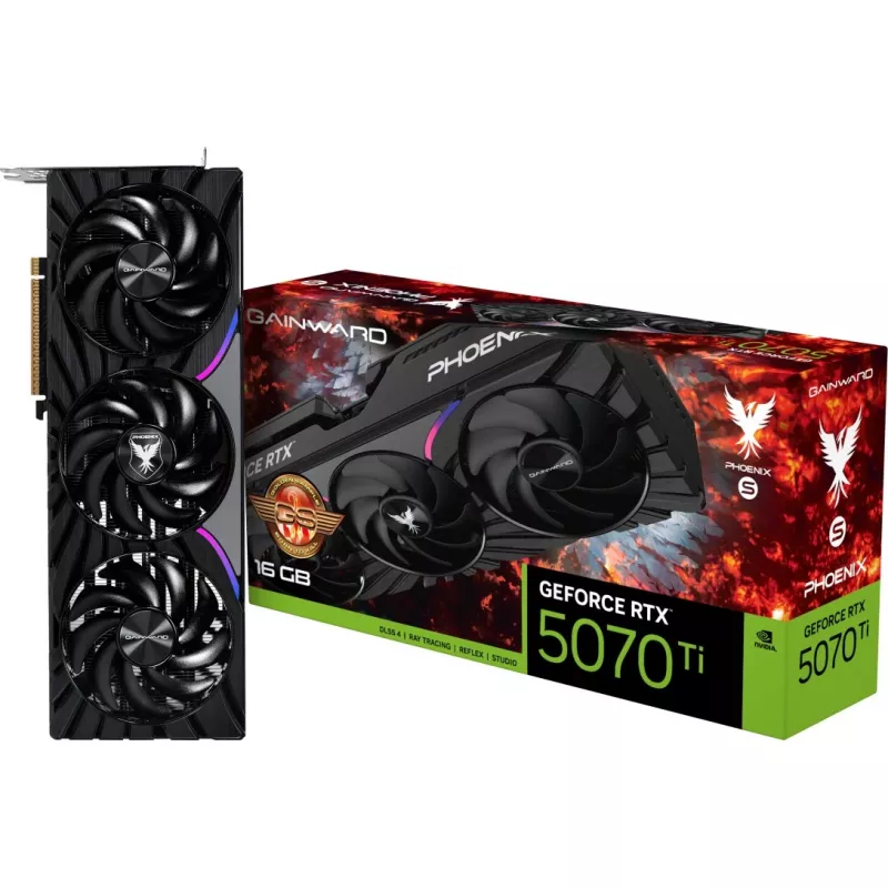 Videokaart GAINWARD GeForce RTX 5070 Ti Phoenix-S GS, 16 GB GDDR7, PCIe 5.0, 256-bit, 2295 MHz