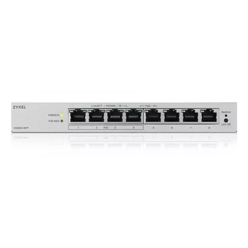 Zyxel GS1200-8HPV3 Hallatav L2 Gigabit Ethernet (10/100/1000) Power over Ethernet (PoE) Lauaarvuti Hall