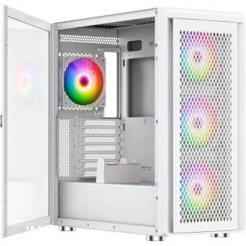 PC korpus Silentware Air 100 Valge — kesk-torn, ATX-ühilduv, valge viimistlus