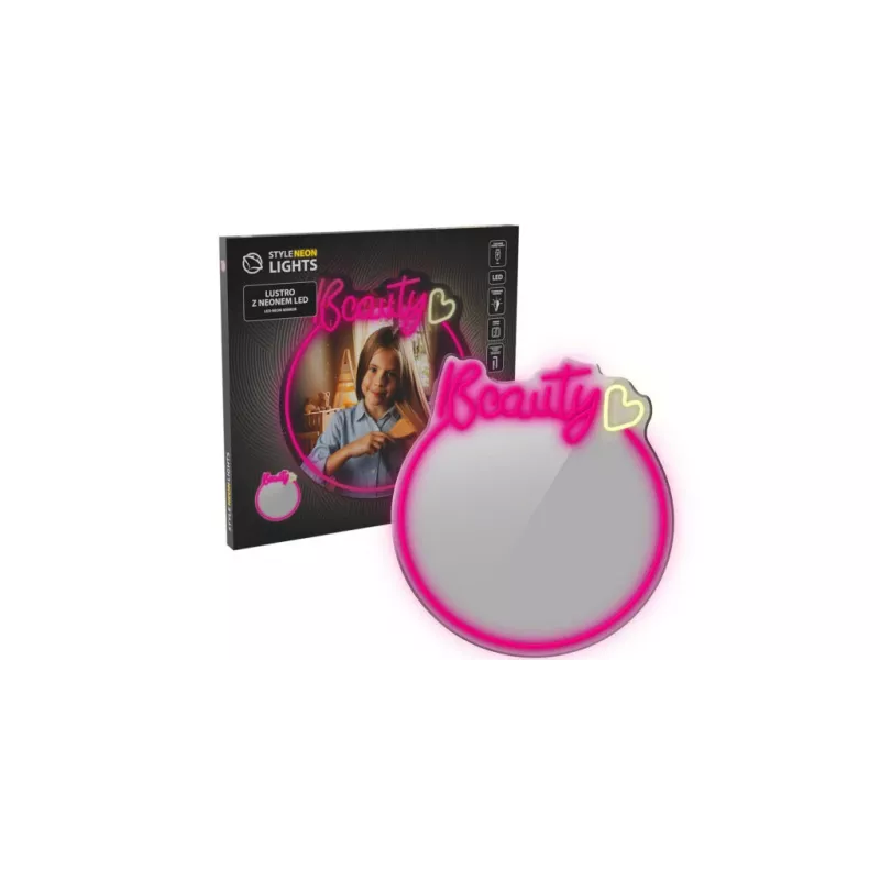 LED-neoonpeeglivalgusti MANTA MASNL130PK Style Neon Lights BEAUTY, roosa aktsent, dekoratiivne peeglivalgustus