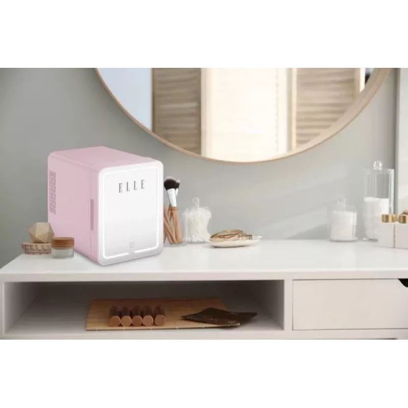Minikülmik LED-meigipeegliga Elle ESDAFX04PUEU 4 L, lilla