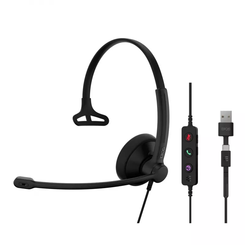 Peakomplekt EPOS IMPACT 100 MS Mono USB-C+A juhtmega kerge 51g