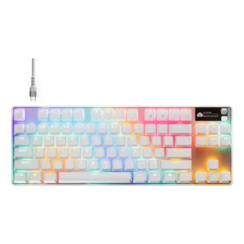 Mehaaniline TKL mänguriklaviatuur STEELSERIES Apex Pro TKL Gen 3 Valge — USA paigutus, RGB, reguleeritavad lülitid