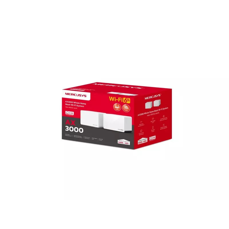 Traadita ruuter MERCUSYS Halo H85X 2‑pack Dual Band Wi‑Fi 6 kuni 3000 Mbps võrksüsteem