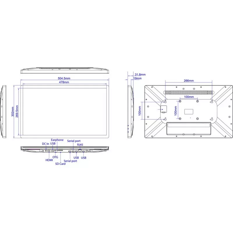 Monitor ALLNET Touch Display Tablet PoE 21 tolli RK3399 Android 11 4GB 16GB Pro-Series