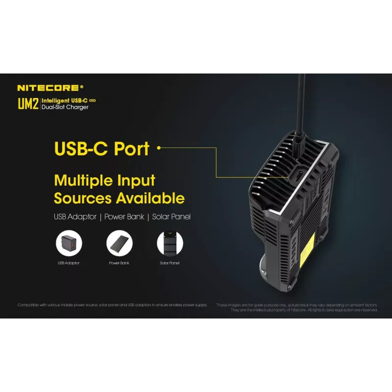 Nitecore UM2 akulaadija majapidamisaku DC Liitiumioon Nikkelkaadmium