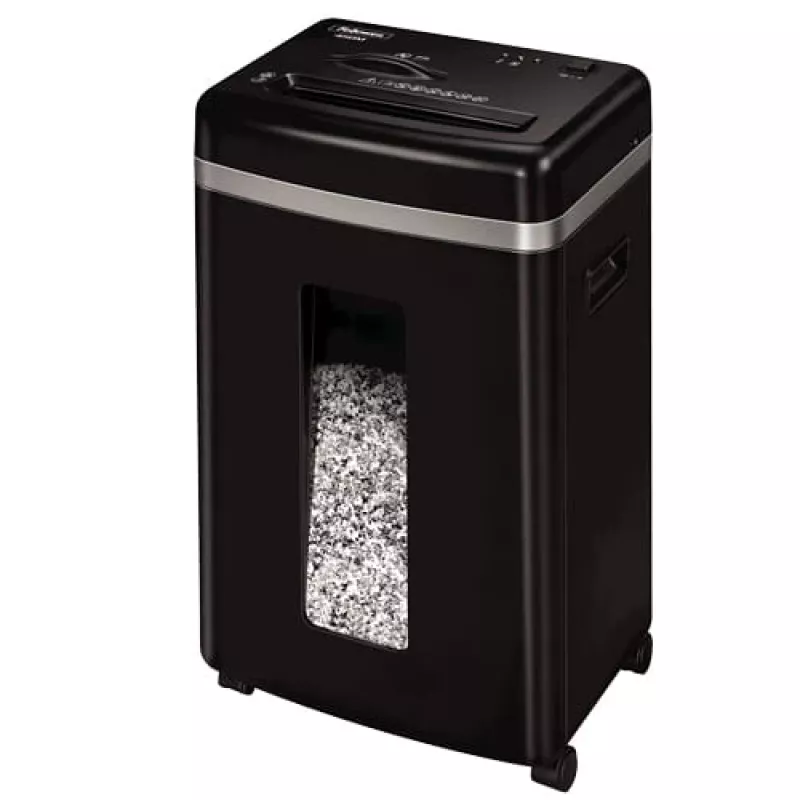Paberipurustaja Fellowes Powershred 450M Micro-cut, 9-leheline mahutavus, 2 x 12 mm, 22 l prügikast, must